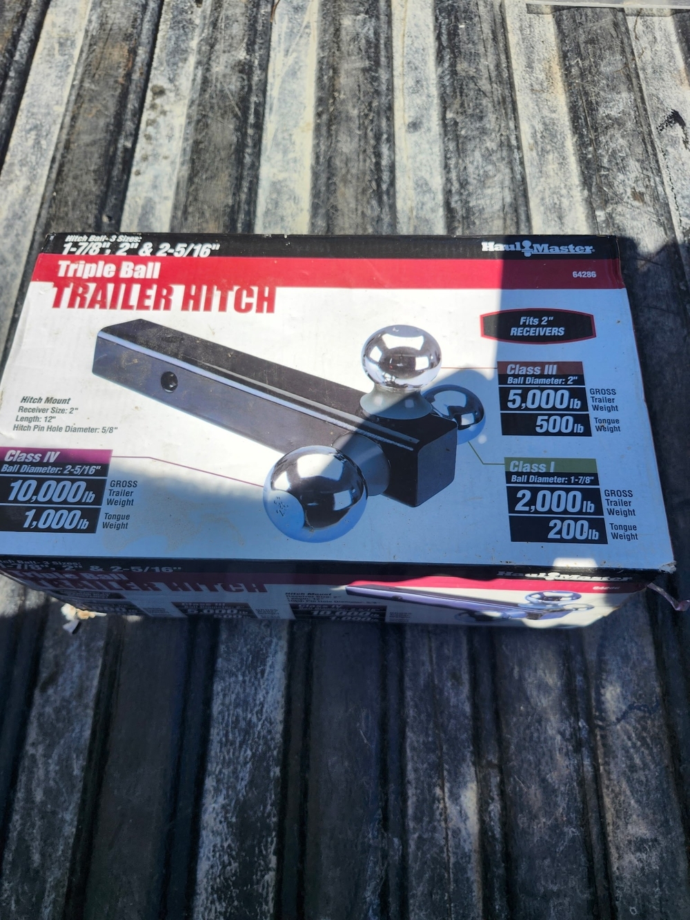 Haul-Master Triple Ball Trailer Hitch - Black w/ Chrome Balls. Fits 2" Receivers